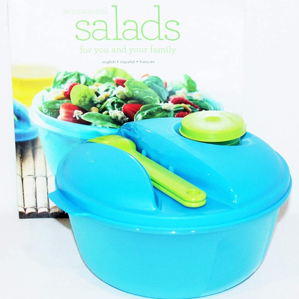 Tupperware Salad on the Go with white silverware